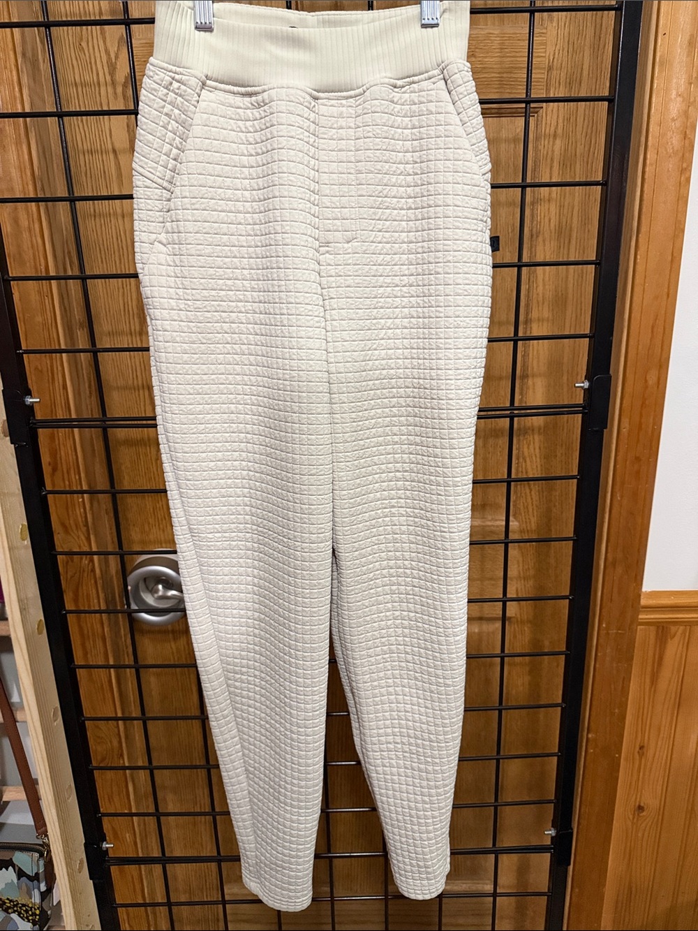 lululemon Textured Cream Quilted High-Rise Joggers